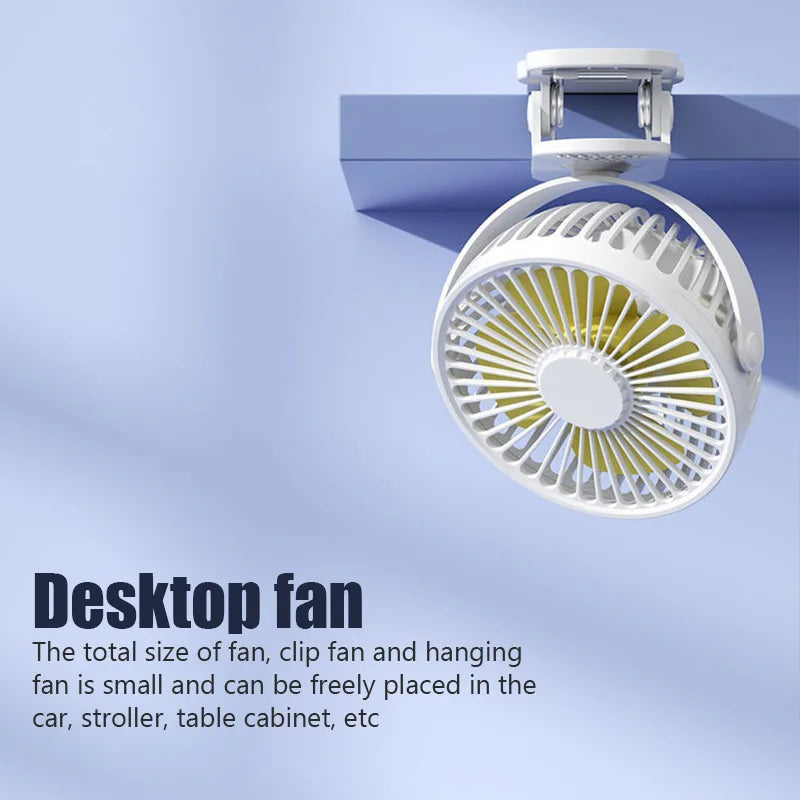 USB Clip-On Desk Fan 3-Speed Quiet Cooling Fan