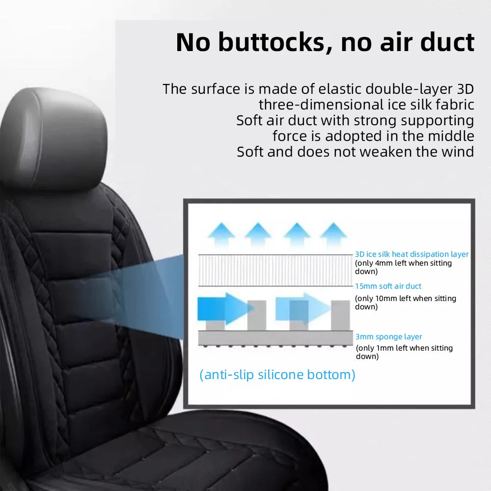 USB Car Cooling Seat Cushion With Built-In Fan