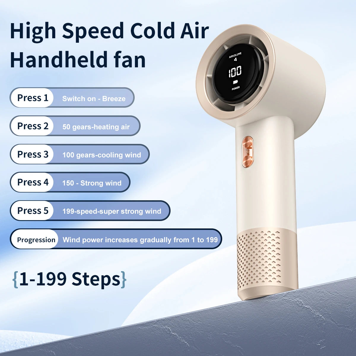Handheld Mini Fan Portable Air Cooler with 6 Blades