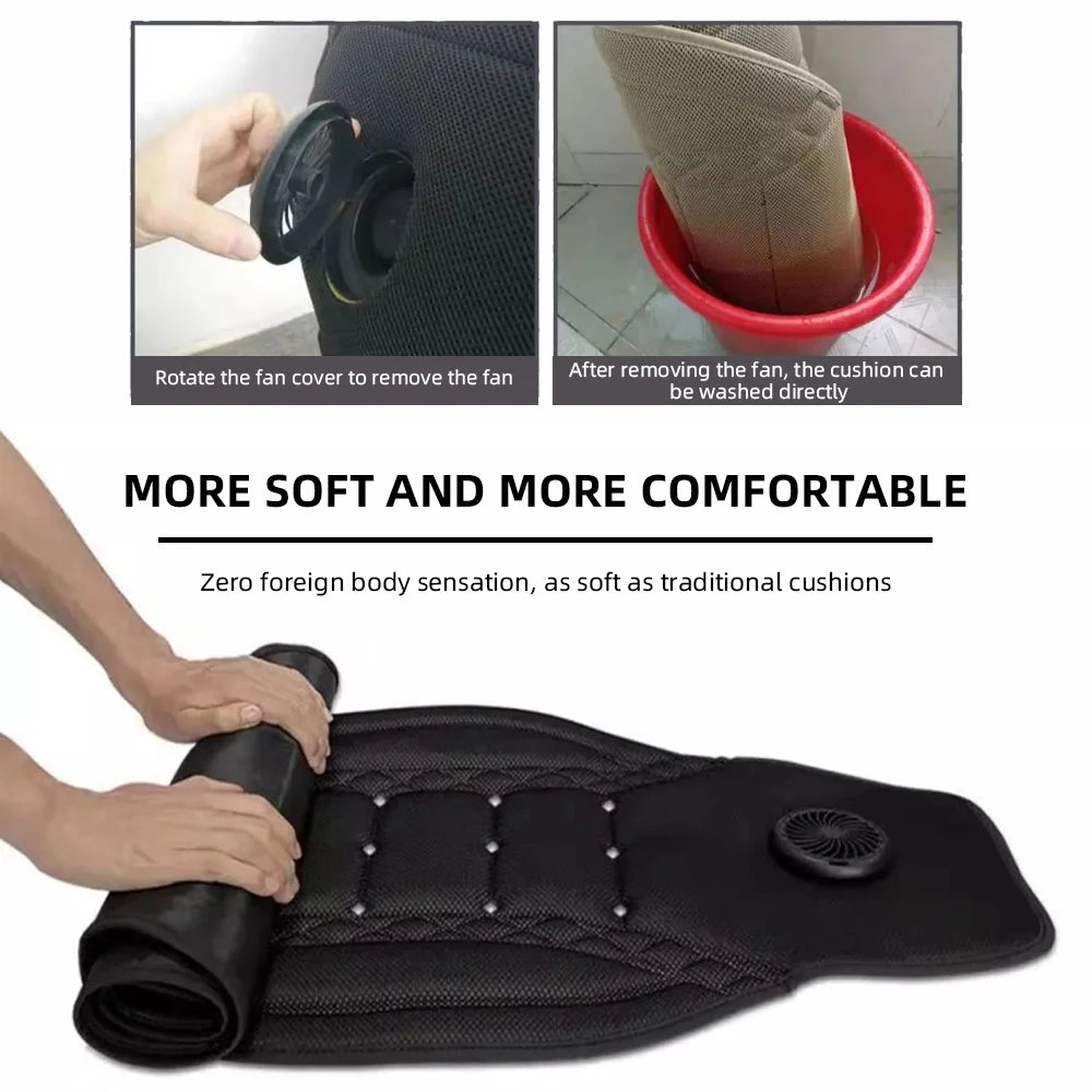 USB Car Cooling Seat Cushion With Built-In Fan