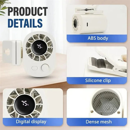 Clip-On USB Rechargeable Fan – 360° Rotating Cooling