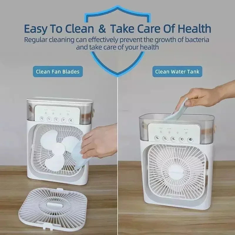 Portable 3-in-1 Air Cooler Fan With Humidifier & LED Light