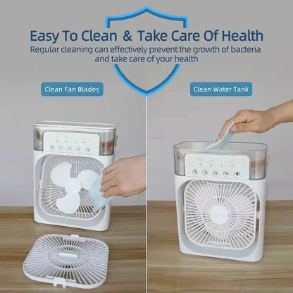 Portable 3-in-1 Air Cooler Fan With Humidifier & LED Light