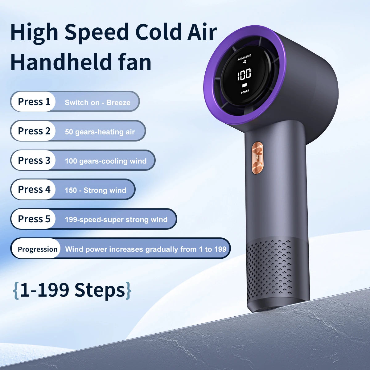 Handheld Mini Fan Portable Air Cooler with 6 Blades