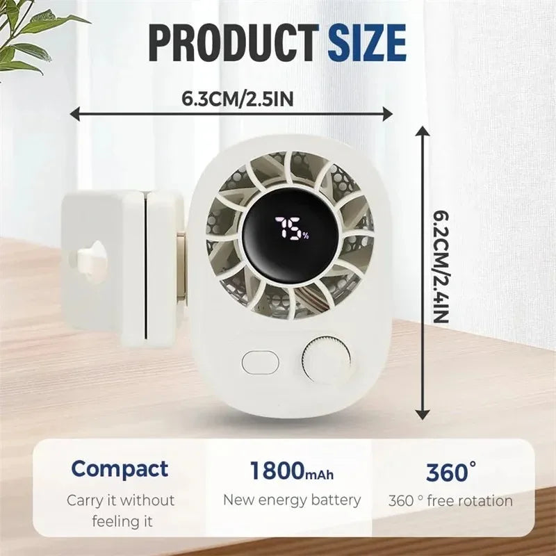 Clip-On USB Rechargeable Fan – 360° Rotating Cooling