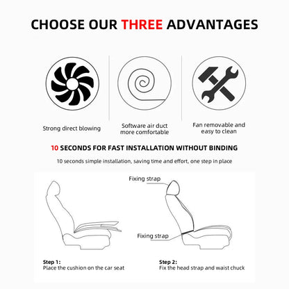 USB Car Cooling Seat Cushion With Built-In Fan