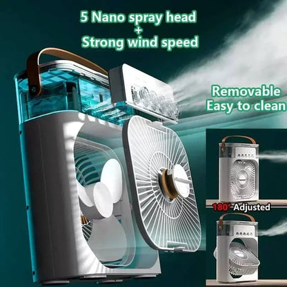 Portable 3-in-1 Air Cooler Fan With Humidifier & LED Light