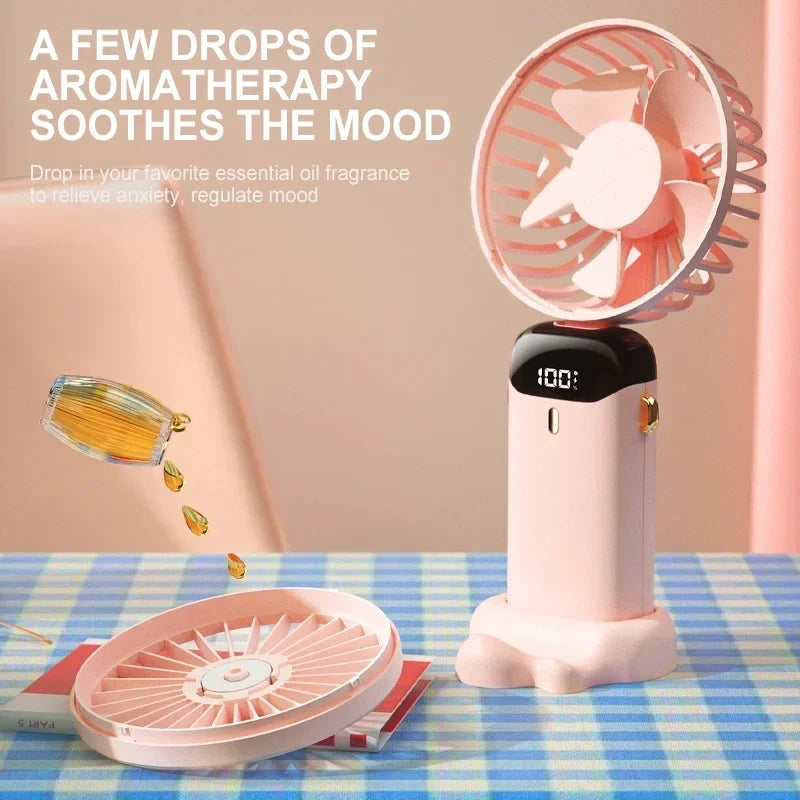 Portable Neck Hanging Mini Fan – 5-Speed USB Rechargeable