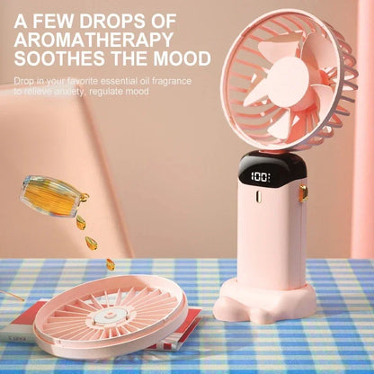 Portable Neck Hanging Mini Fan – 5-Speed USB Rechargeable