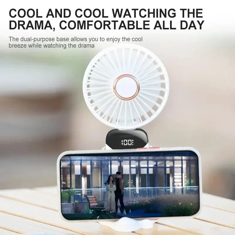 Portable Neck Hanging Mini Fan – 5-Speed USB Rechargeable
