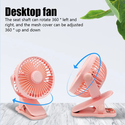 USB Clip-On Desk Fan 3-Speed Quiet Cooling Fan