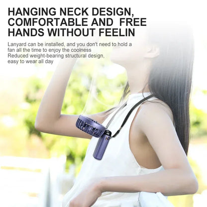 Portable Neck Hanging Mini Fan – 5-Speed USB Rechargeable