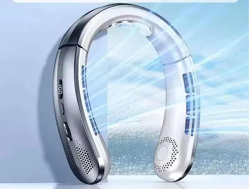 Portable USB Hanging Neck Fan with LED Display
