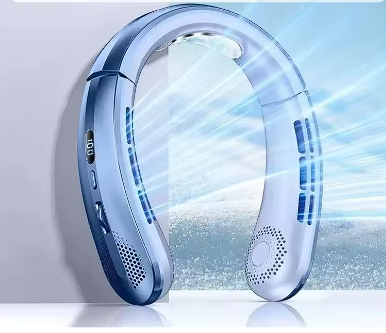 Portable USB Hanging Neck Fan with LED Display