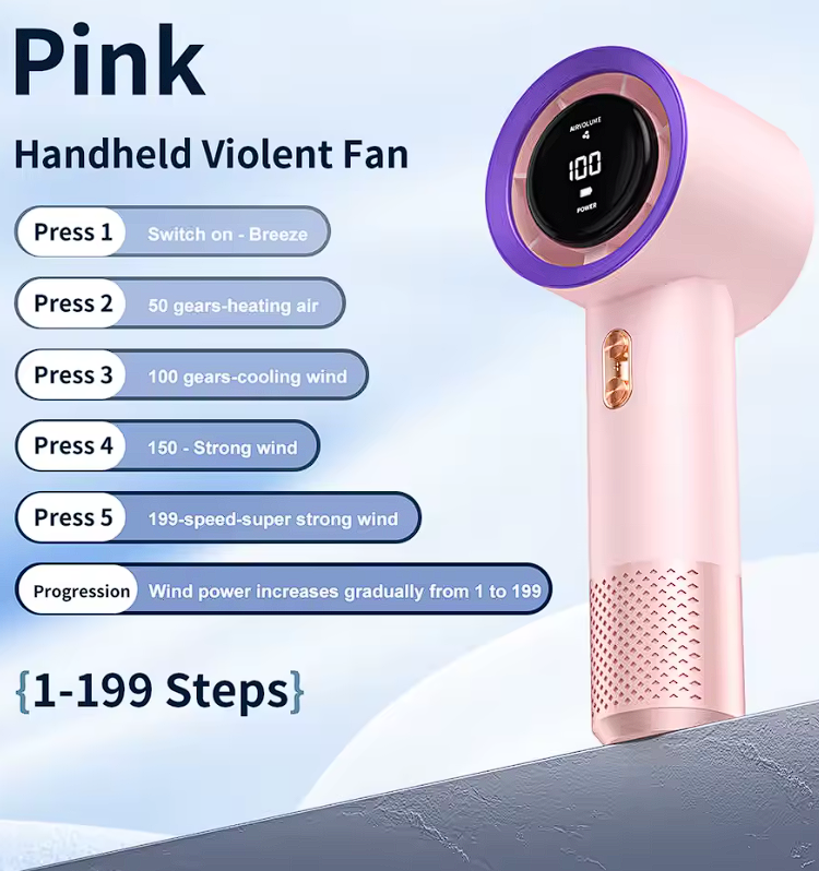 Handheld Mini Fan Portable Air Cooler with 6 Blades