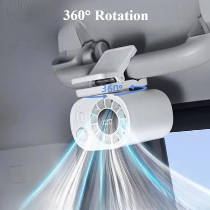Clip-On USB Rechargeable Fan – 360° Rotating Cooling