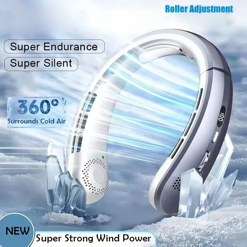 Portable USB Hanging Neck Fan with LED Display